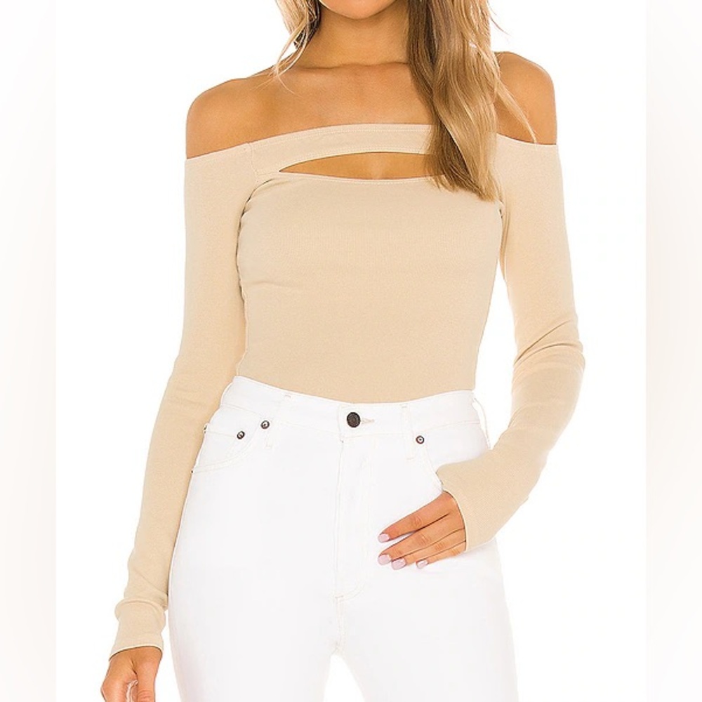 Lover and Friends Cream Cut Out Off Shoulder Top